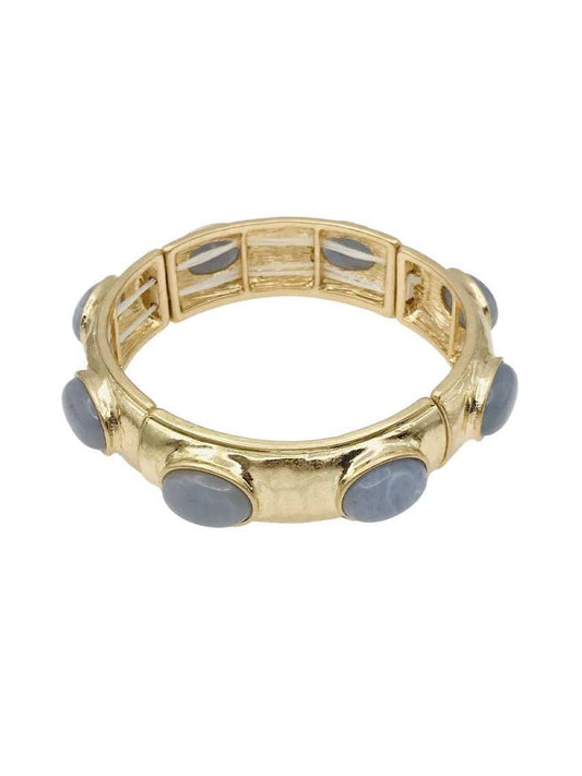 What's Hot - Hammered Gold with Grey Natural Stone Oval Accents