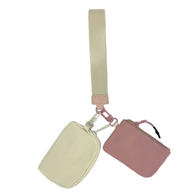 Girlie Girl Originals - LL-4320 Wristlet Key Chain Double Pouch Cream/Mauve