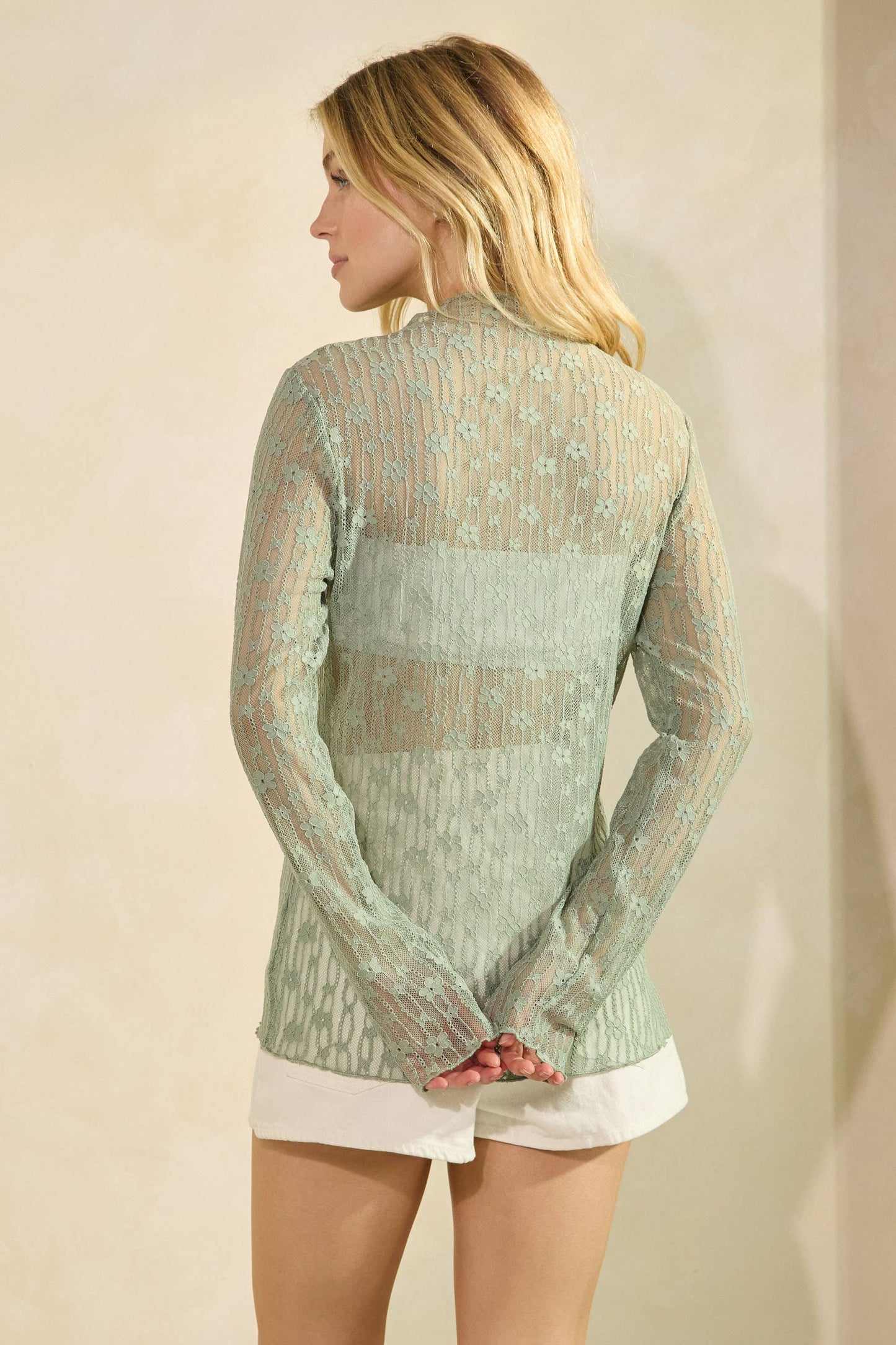 SHEER FLORAL LACE LONG SLEEVE TOP