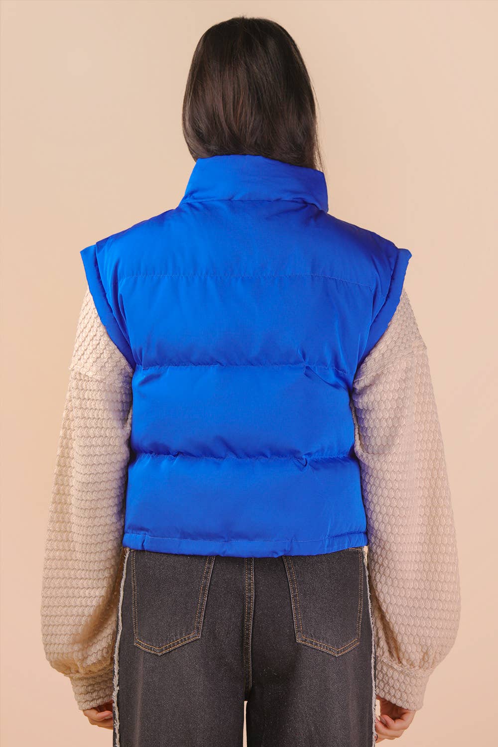 NJ90283-Mock Neck Casual Puffer Vest