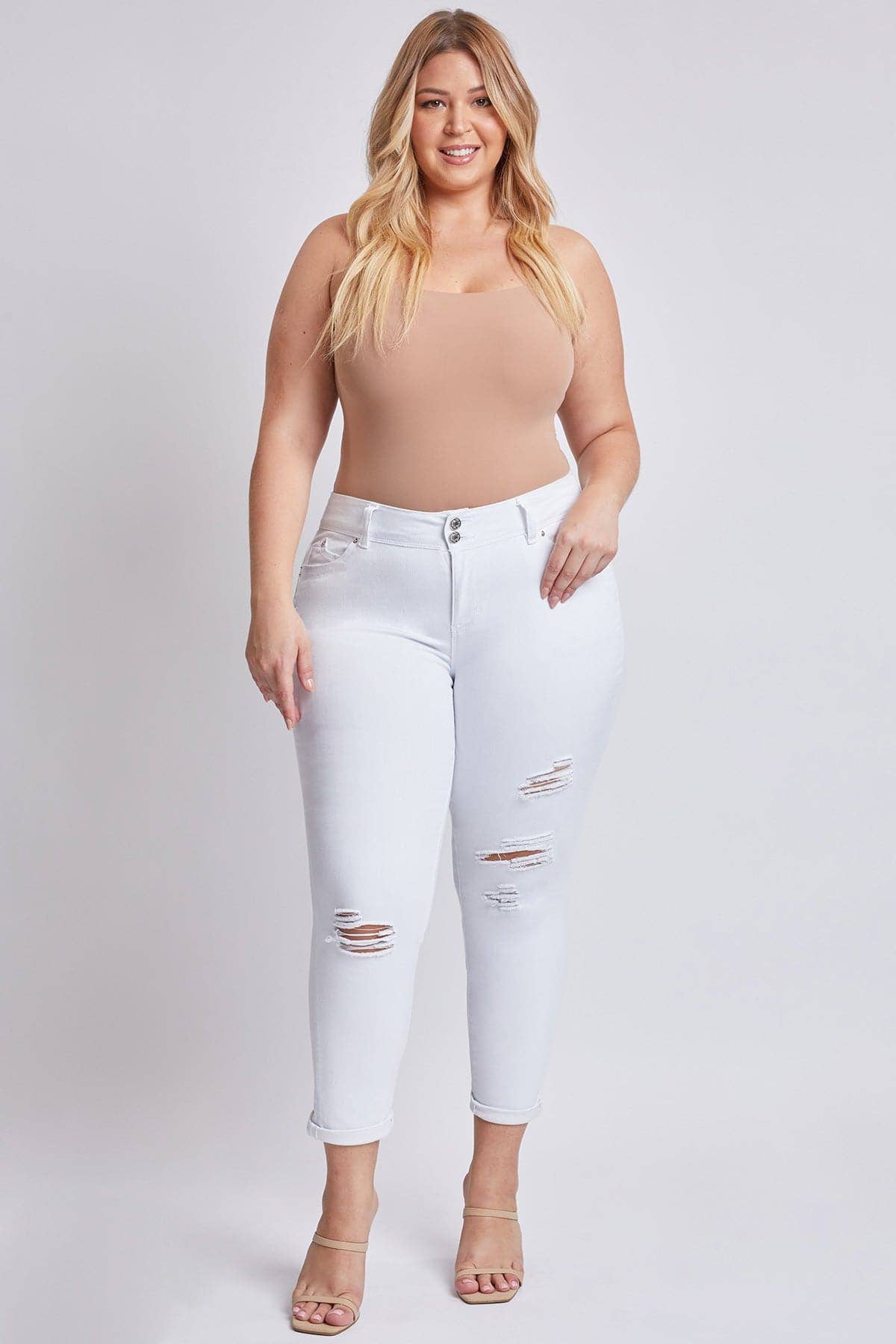 Plus WannaBettaButt Cuffed Ankle Jeans-EP953119