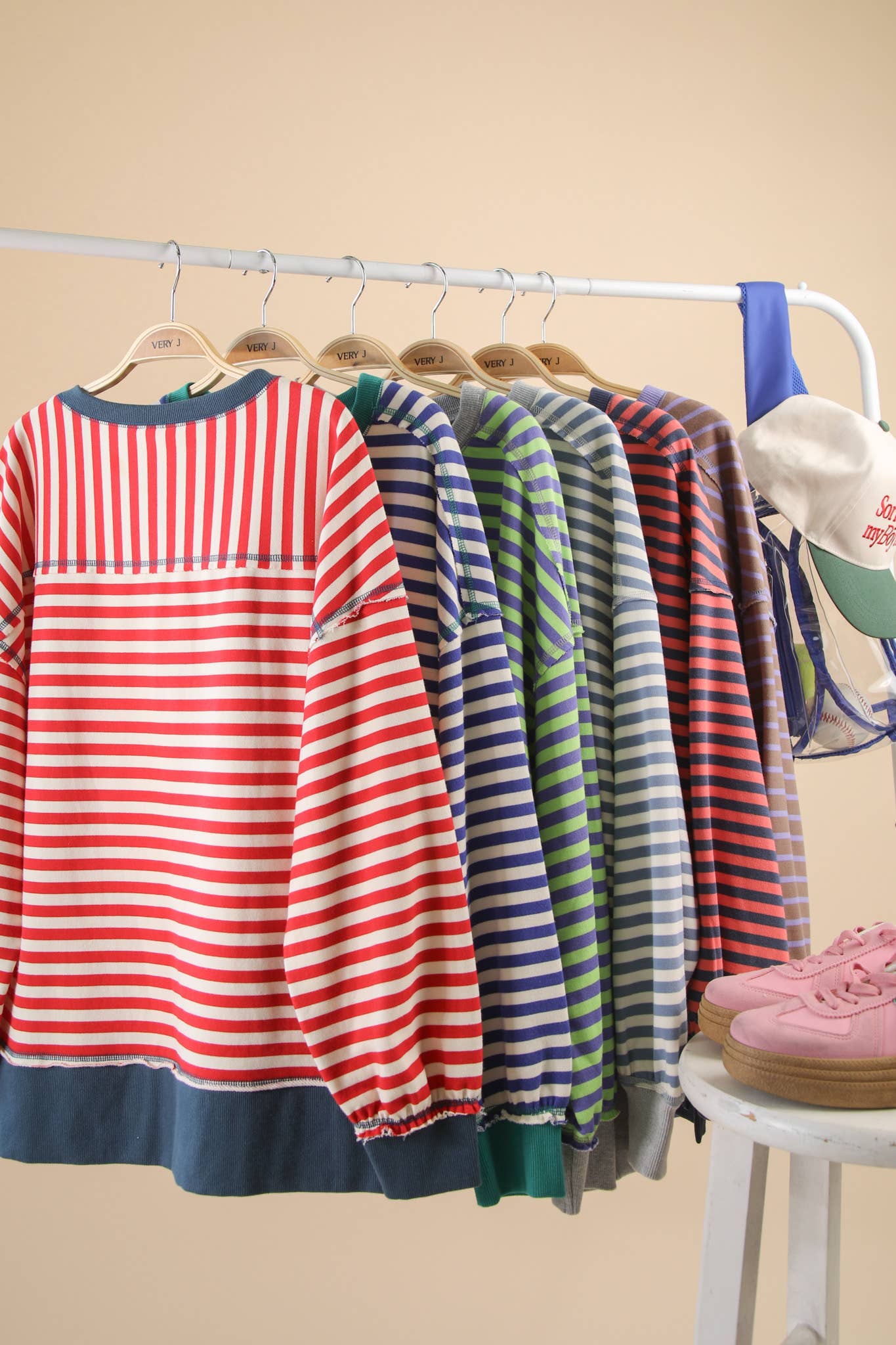 NT11927-Stripe Comfy Casual Oversized Knit Top