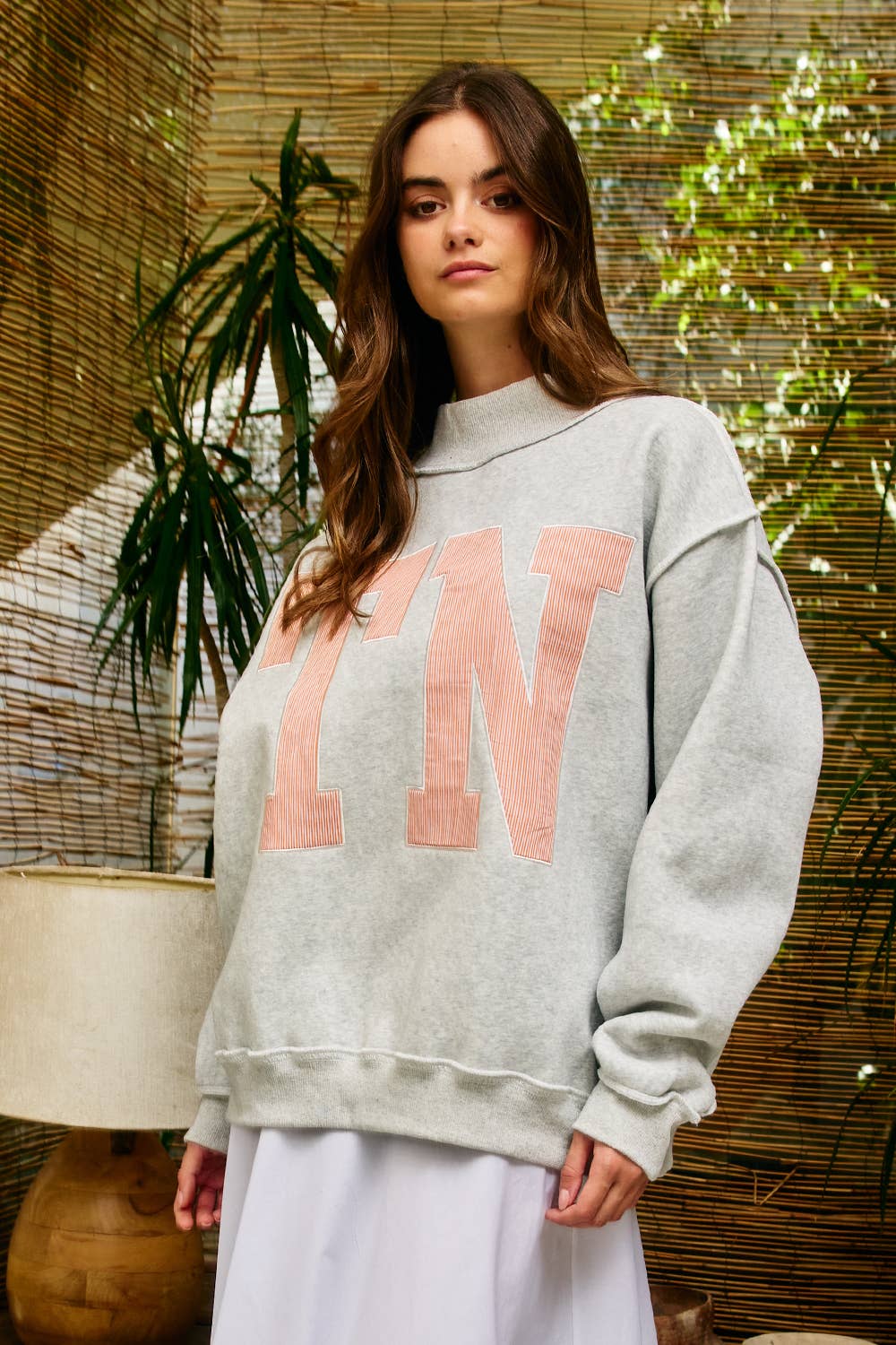 BUCKETLIST INC - IT2594E-TN Stripe Embroidered "TN" Mock Neck Sweatshirt