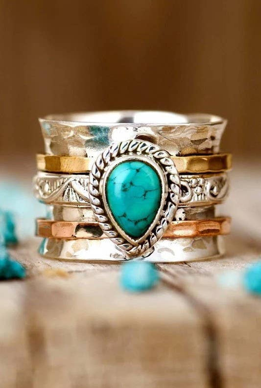 Teardrop Natural Stone Ring | 40R116