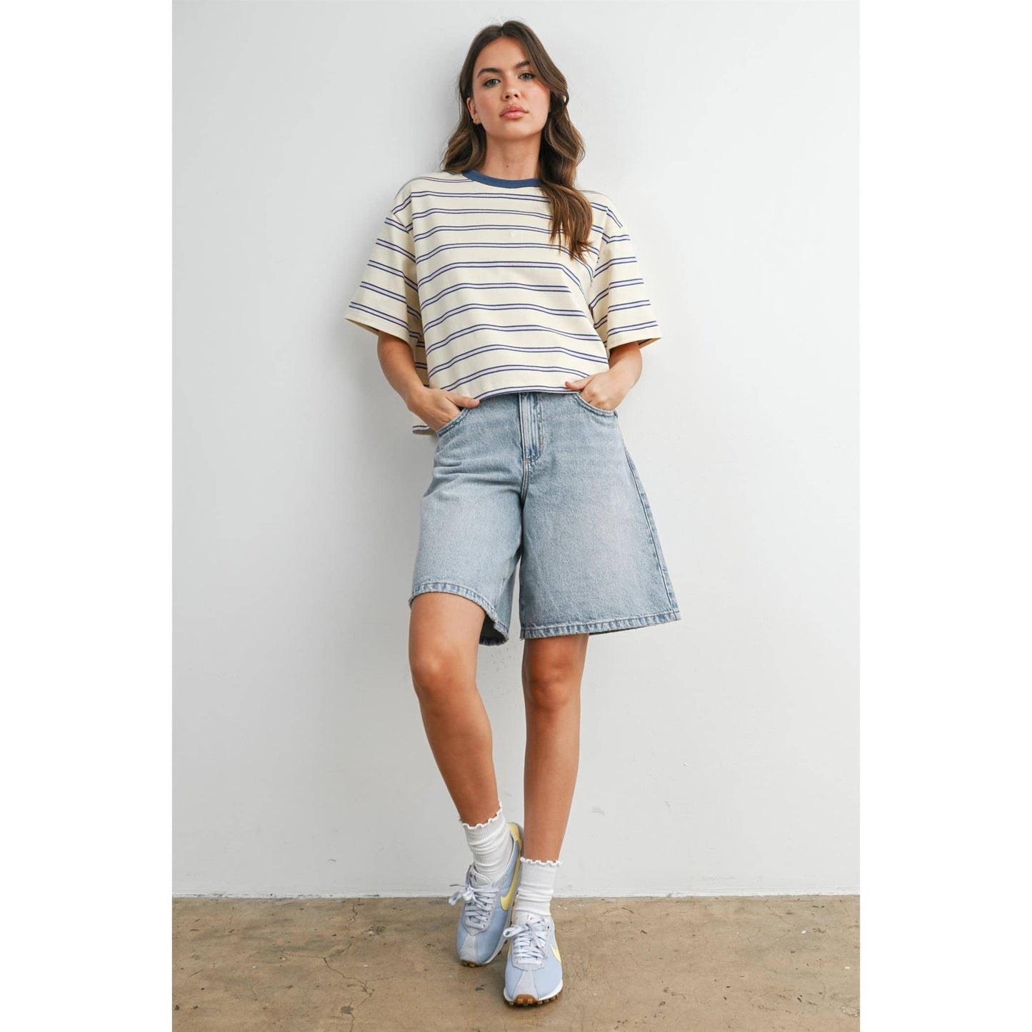 Cropped T-Shirt with stripes
