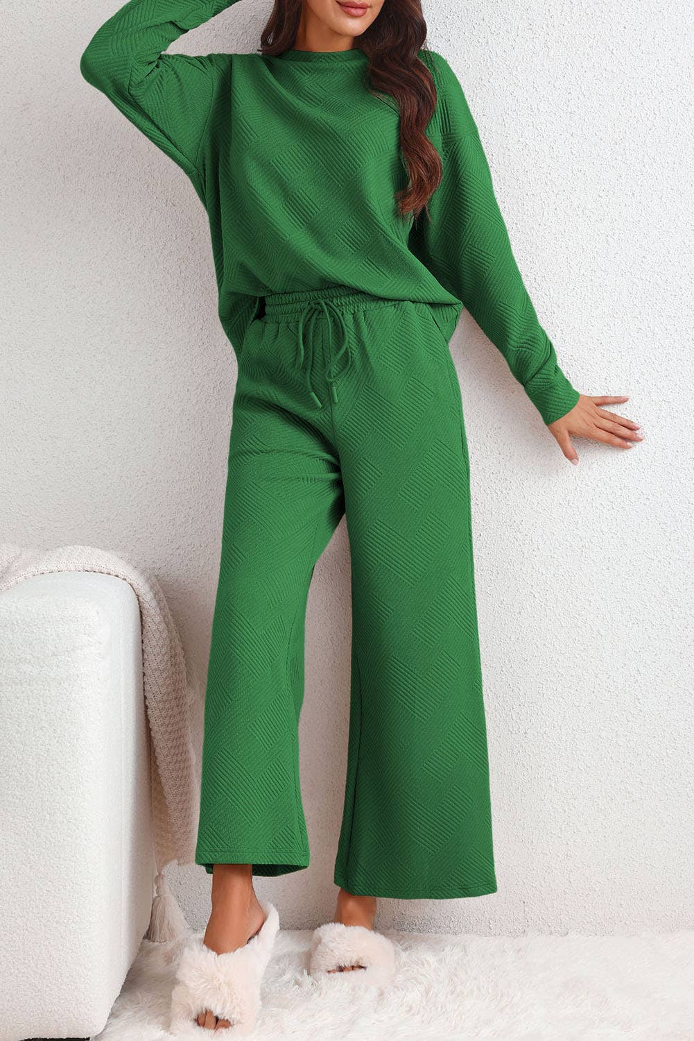 Multicolor Ultra Loose Textured 2pcs Slouchy Outfit (S-XL)