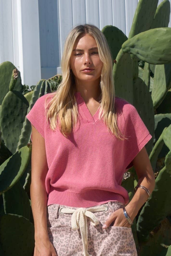 Dottie Dottié Garage - Lightweight Knit Top – Extended Shoulder Sleeve Sweater
