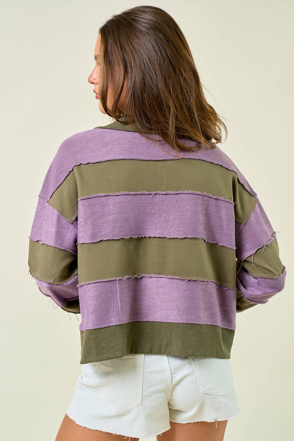 FRENCH TERRY OVER SIZED COLOR BLOCK TOP - 45158T