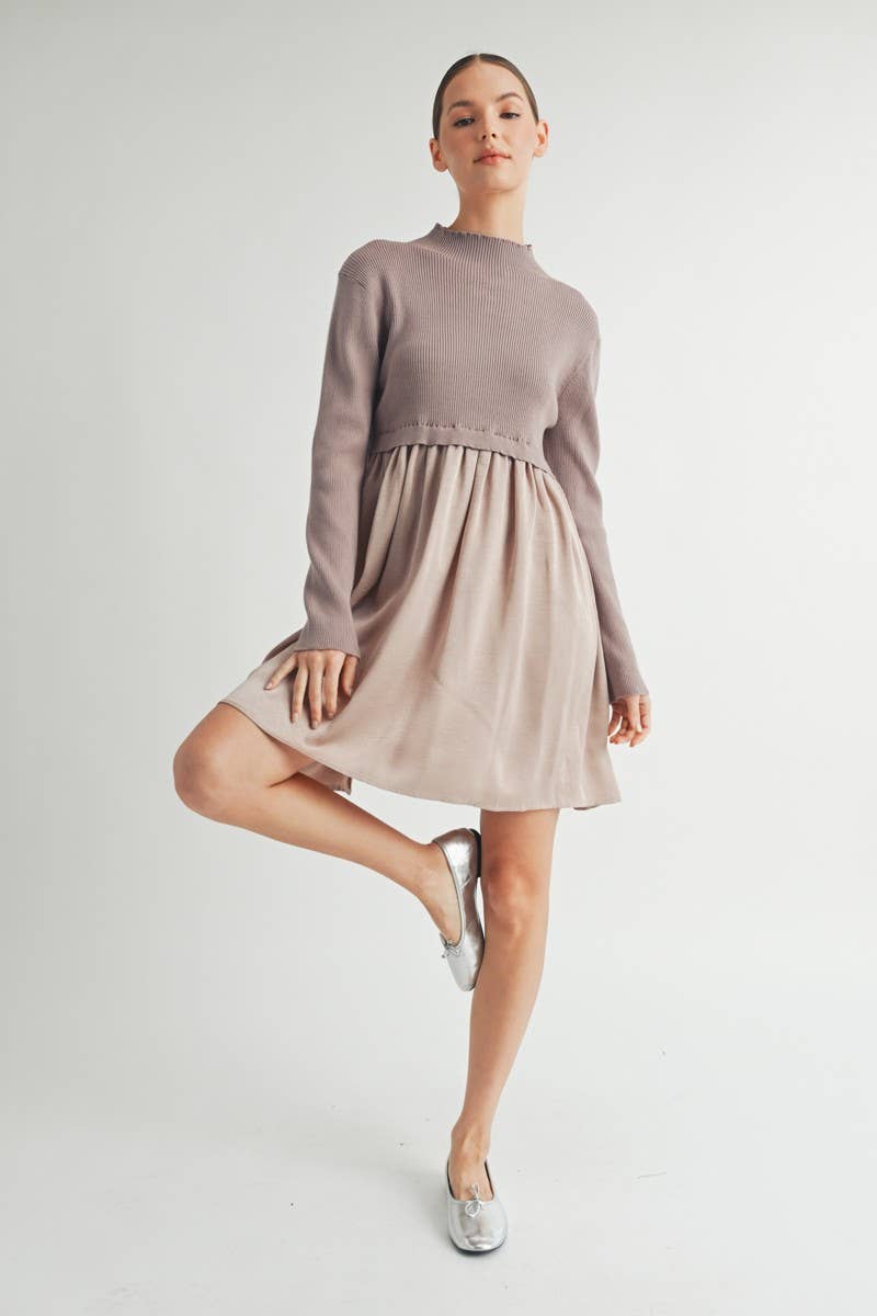 Long Sleeve Twofer Sweater Mini Dress
