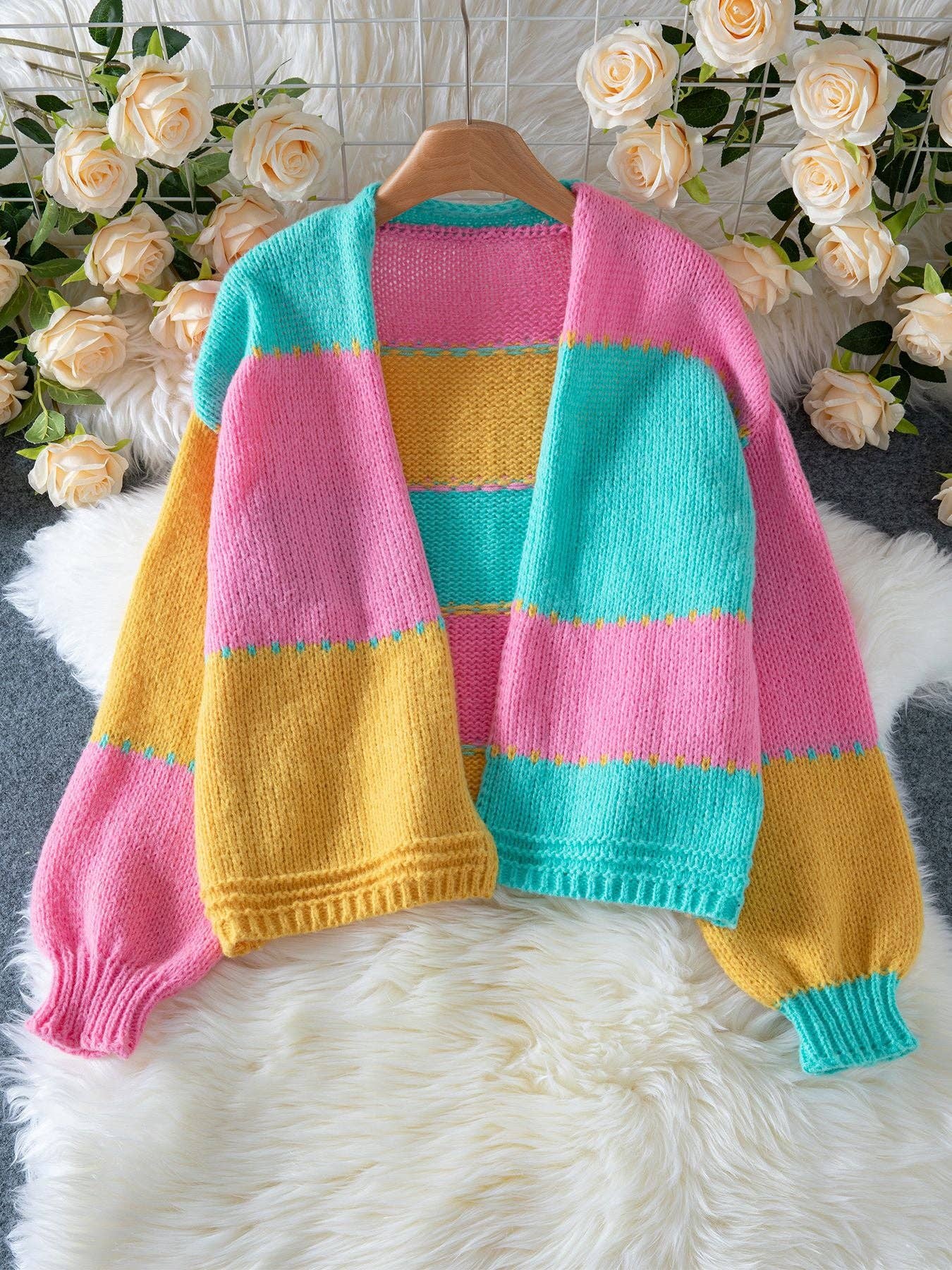 alberalkirk - Color Block Knit Cardigan Women Pink N5A521