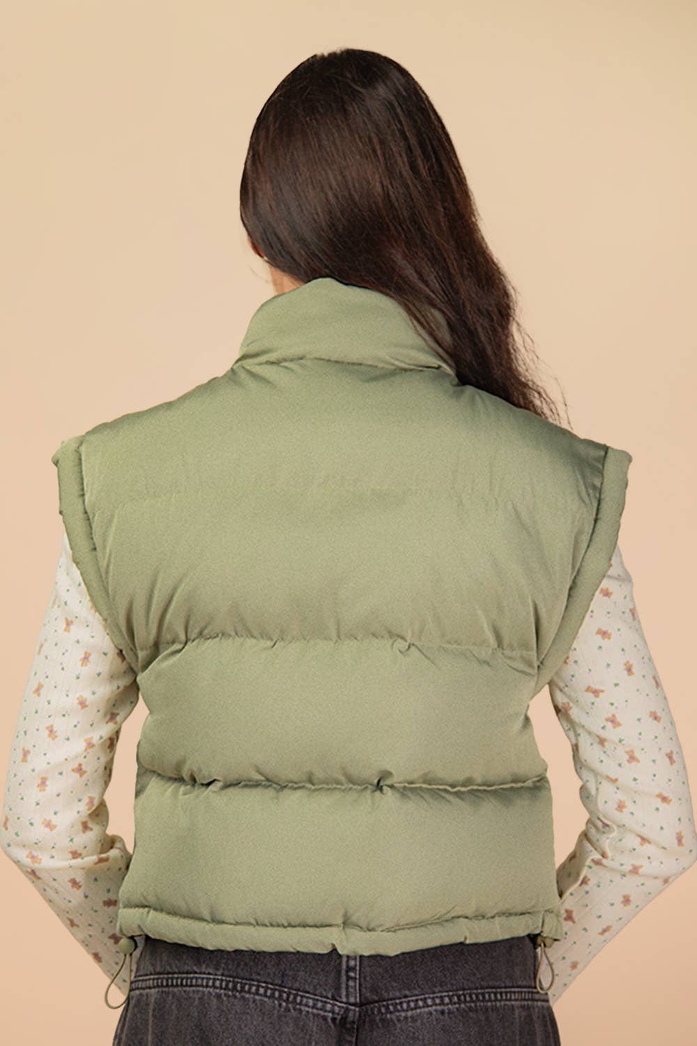 NJ90283-Mock Neck Casual Puffer Vest